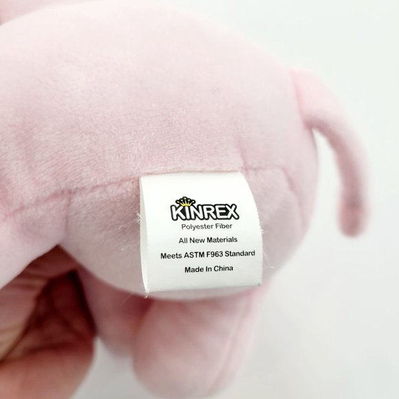 Kinrex Pink Elephant Stuffed Animal Plush with Purple Bow Baby Shower Pastel 9" - Picture 8 of 10